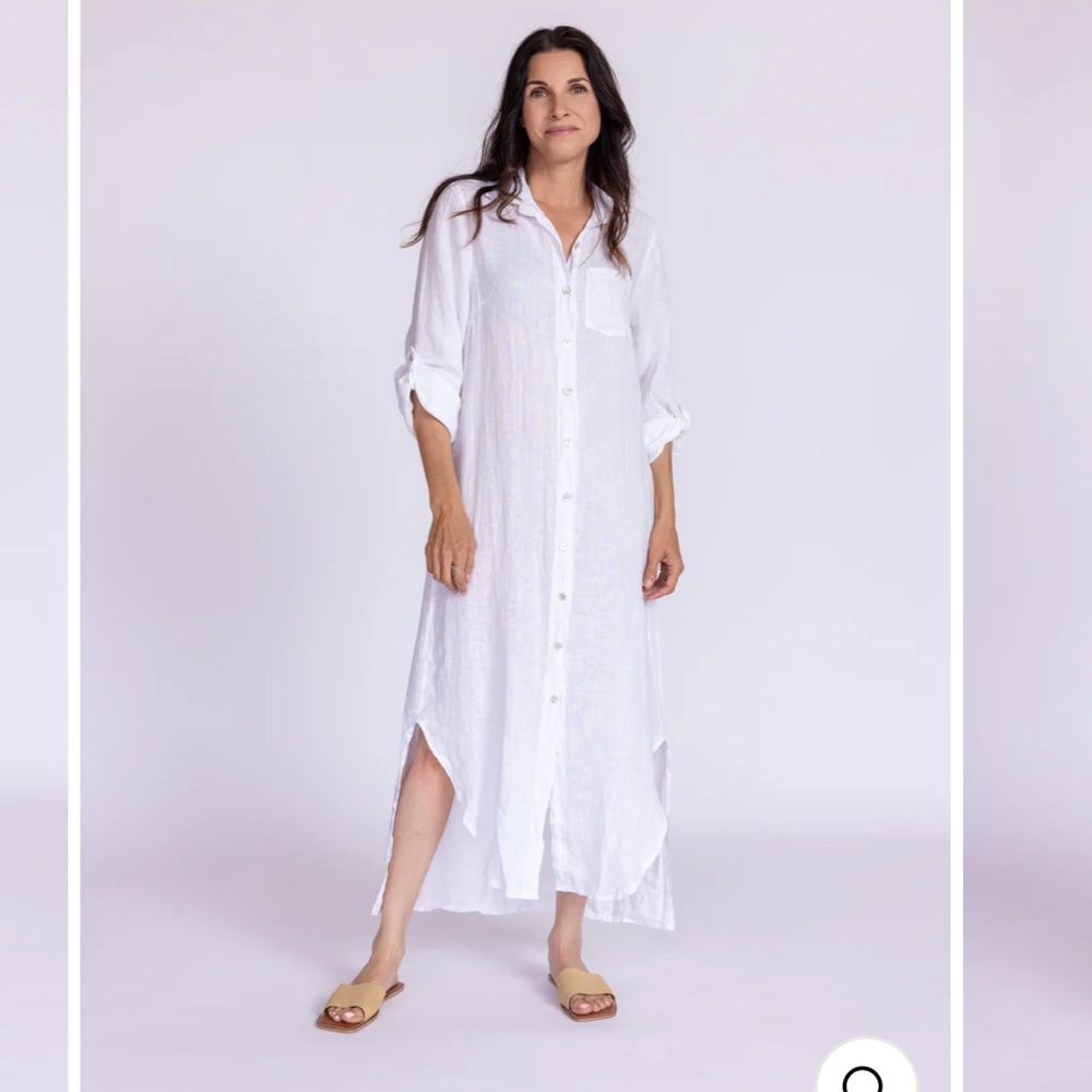 Nati White Button-Down Maxi Coverup